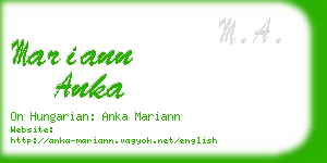 mariann anka business card